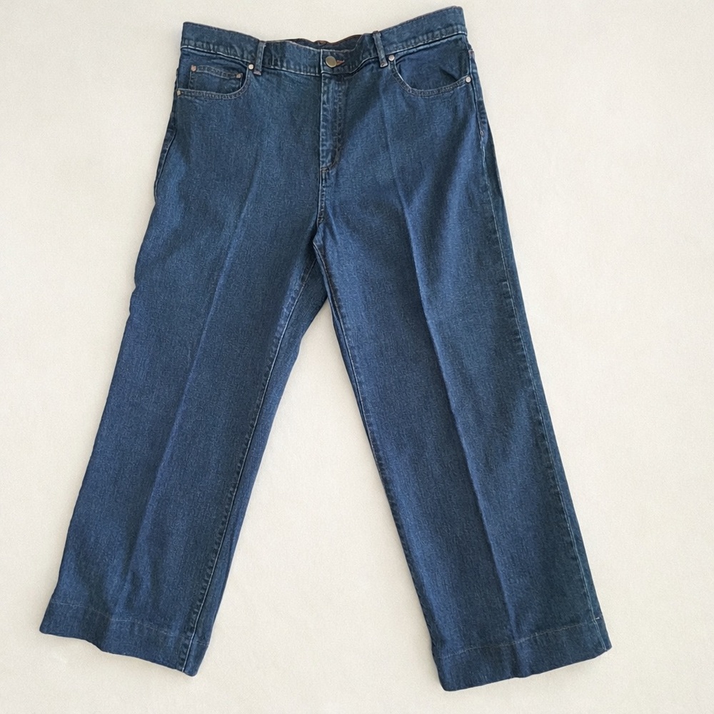 W by Worth Sz 16 Blue Crop Jeans Straight Leg Stretch Denim